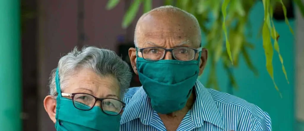 older couple wearing face masks